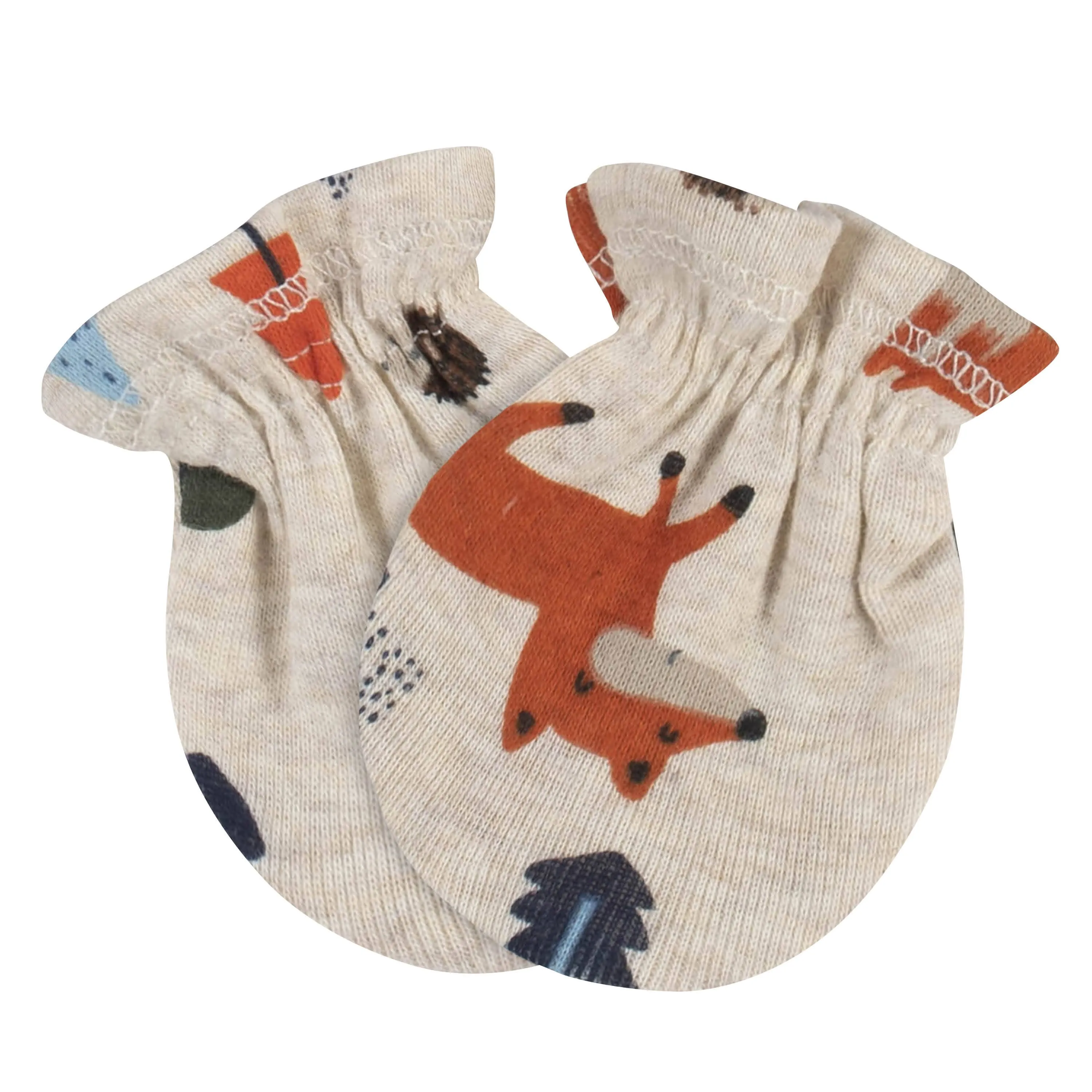 3-Pack Baby Boys Fox No Scratch Mittens