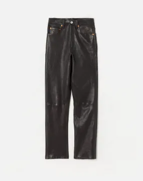 70s Stretch Straight - Black Leather