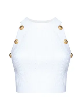 Balmain Button Embellished Knitted Top