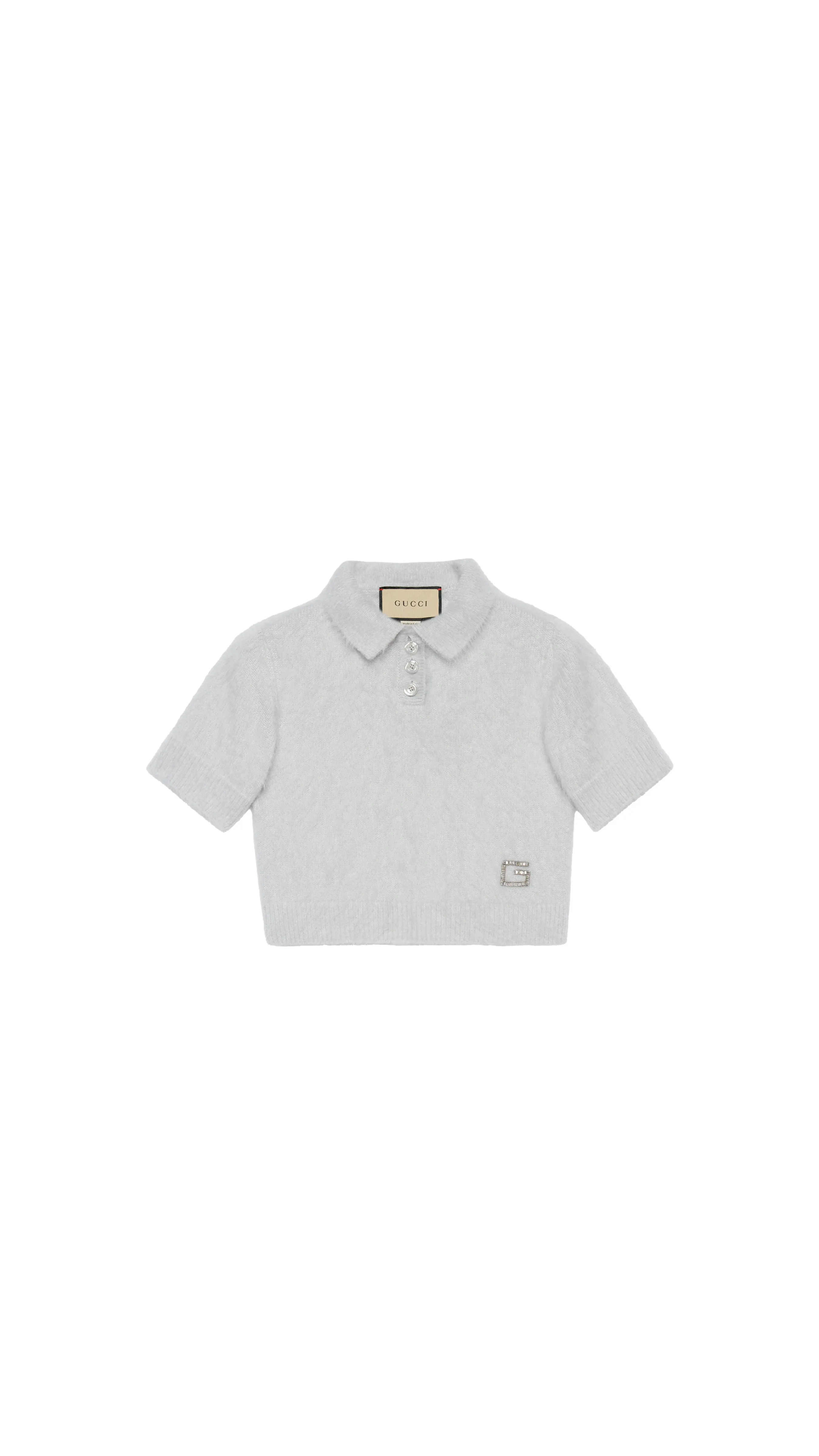 Brushed Knitted Polo Top - Gray