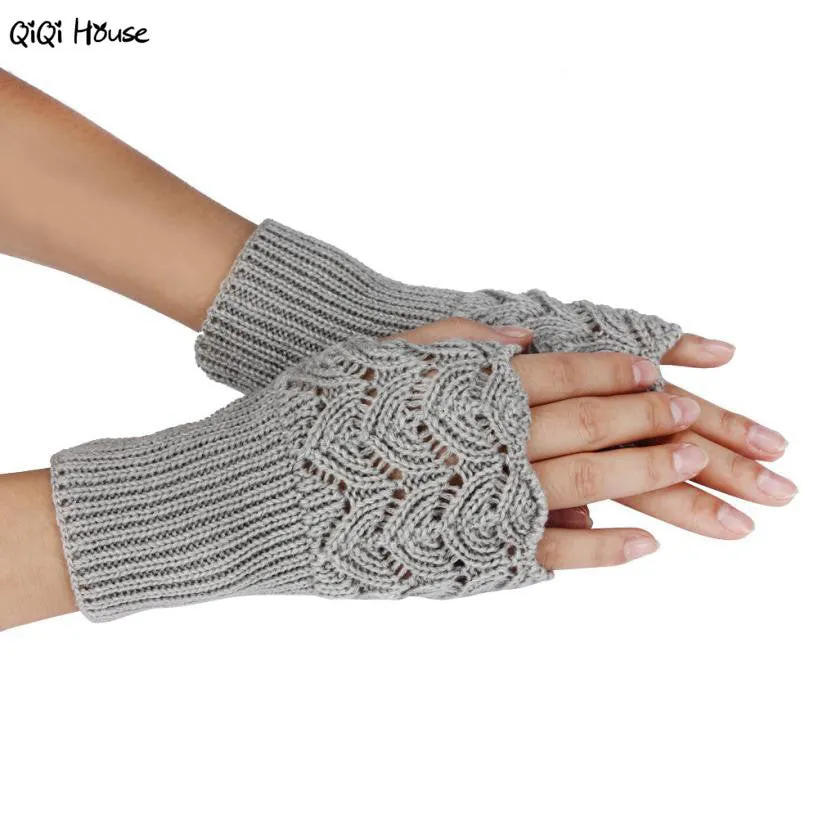 Fingerless Gloves Women Hollow Out Brief Warm Knitted Gloves Women Luvas Feminina Luvas De Inverno#A11 SM6