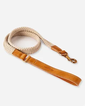 Flat Rope and Leather Dog Lead - Tan