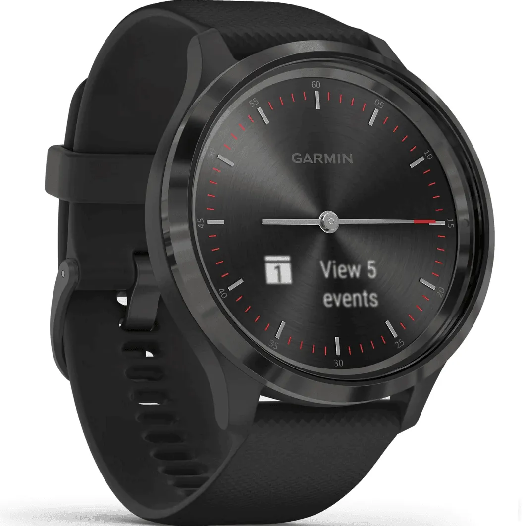 Garmin Vivomove 3 Hybrid Smart Watch 44mm Black Silicone Band