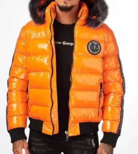 George V Paris Orange Bomber Jacket - The Puffer Jackets