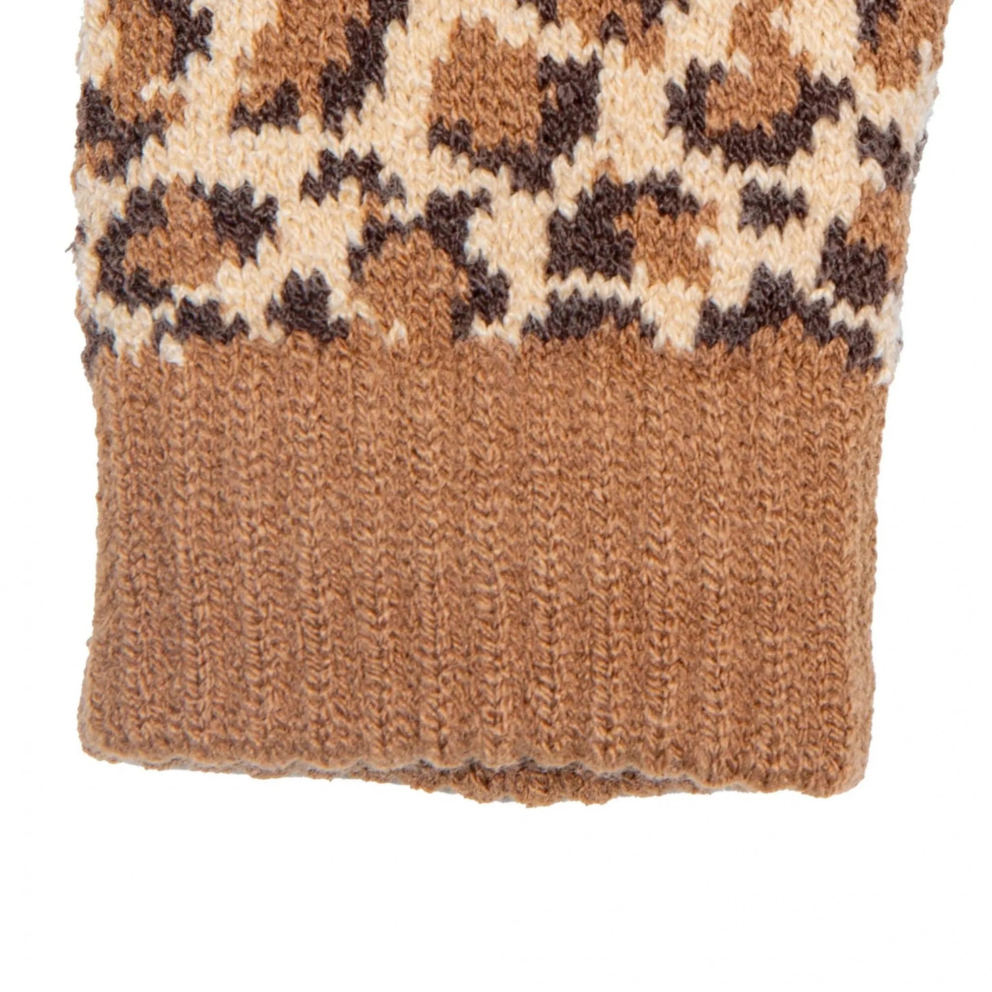 Jacquard Knitted Gloves with Leopard Print Pattern