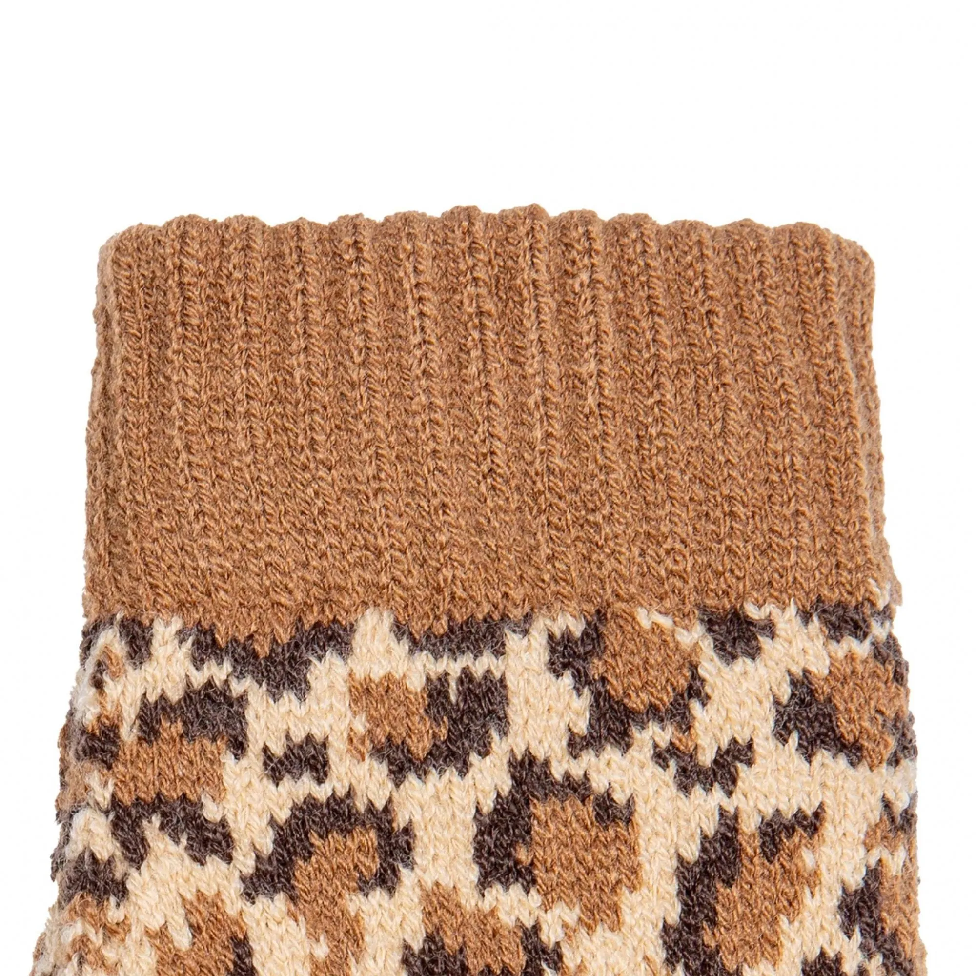 Jacquard Knitted Gloves with Leopard Print Pattern