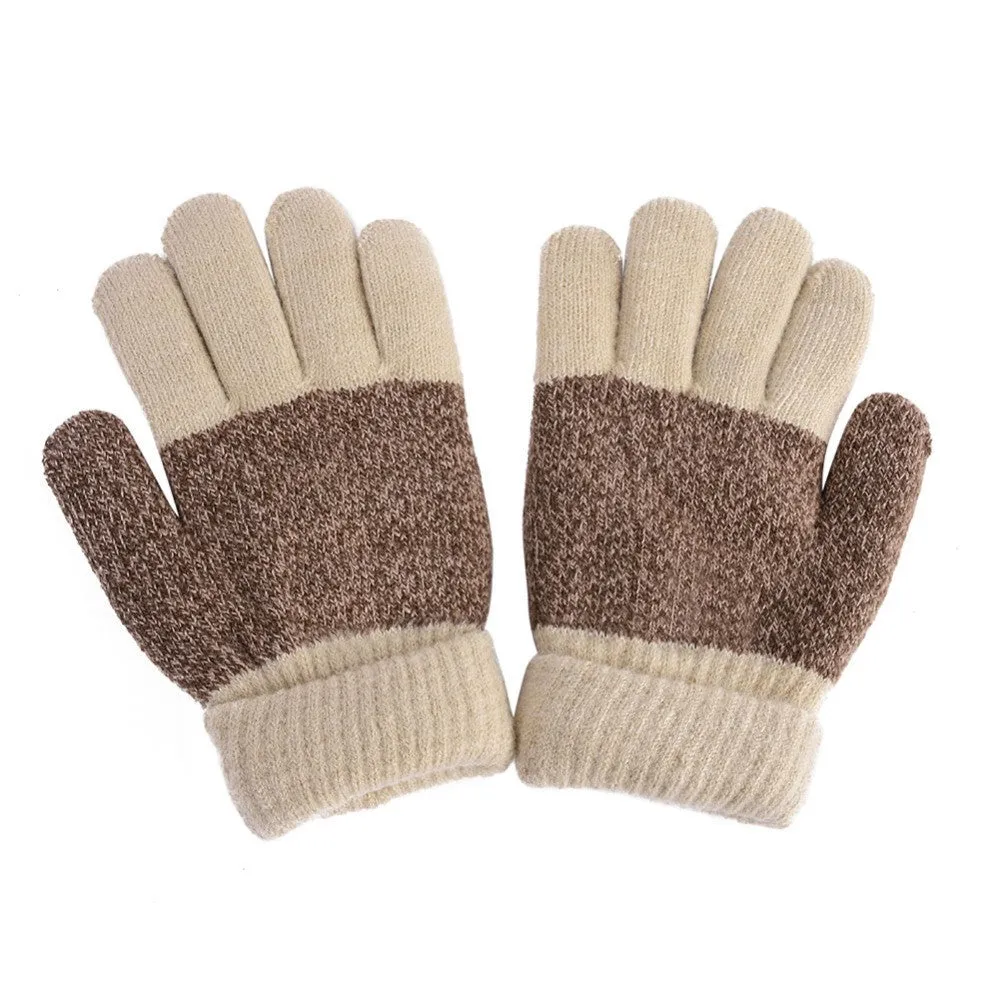 Kids Gloves Girls Boys Mittens Thick Warm Cashmere Student Five Fingers Gloves SM6