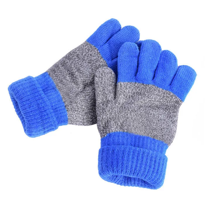 Kids Gloves Girls Boys Mittens Thick Warm Cashmere Student Five Fingers Gloves SM6