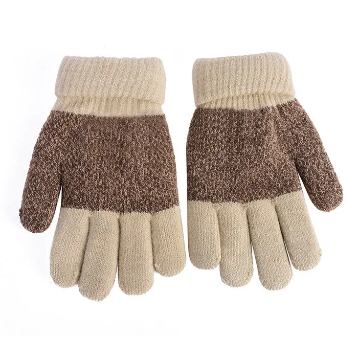 Kids Gloves Girls Boys Mittens Thick Warm Cashmere Student Five Fingers Gloves SM6