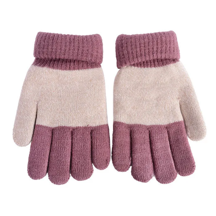 Kids Gloves Girls Boys Mittens Thick Warm Cashmere Student Five Fingers Gloves SM6