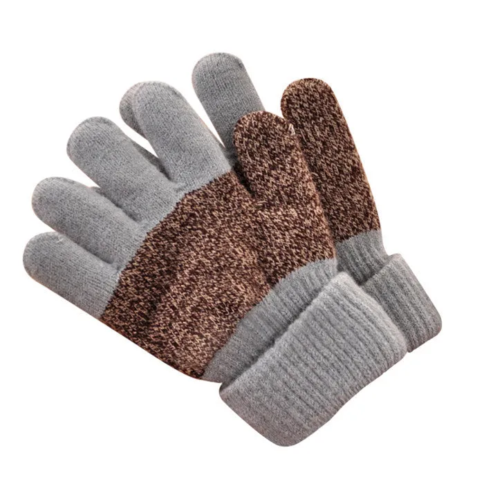 Kids Gloves Girls Boys Mittens Thick Warm Cashmere Student Five Fingers Gloves SM6