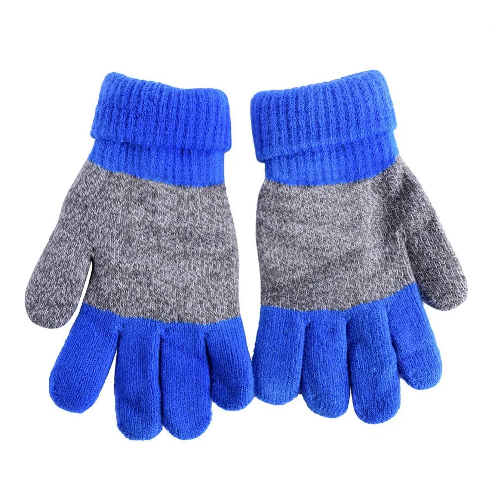 Kids Gloves Girls Boys Mittens Thick Warm Cashmere Student Five Fingers Gloves SM6