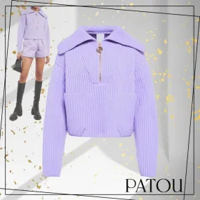 PATOU  |Casual Style Wool Rib Street Style Long Sleeves Plain