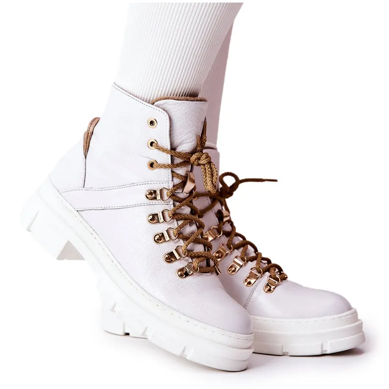 PF1 White Brescia leather insulated boots