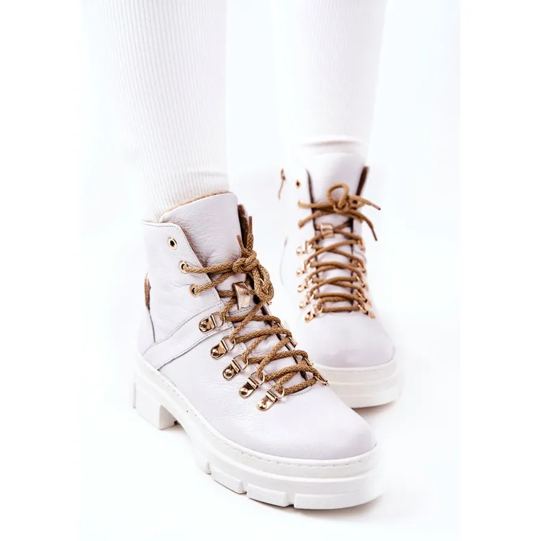 PF1 White Brescia leather insulated boots