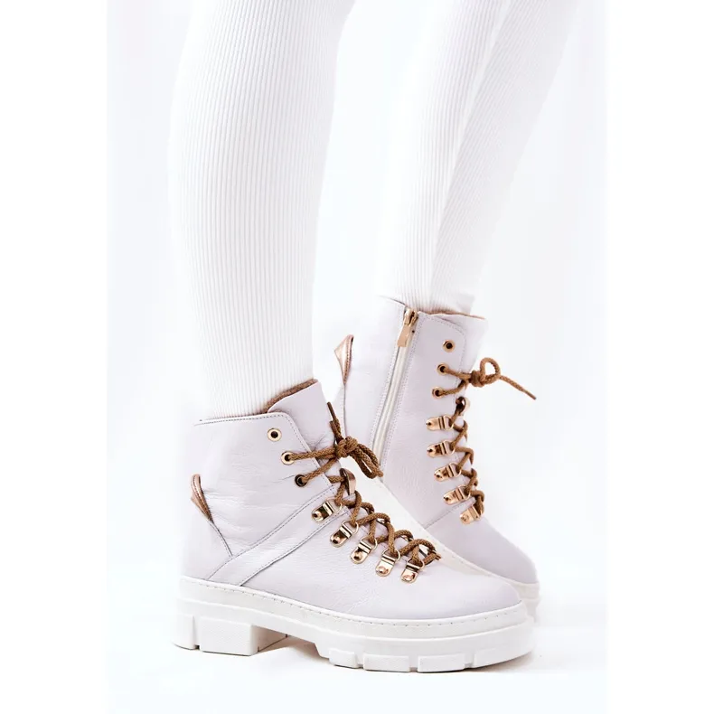 PF1 White Brescia leather insulated boots