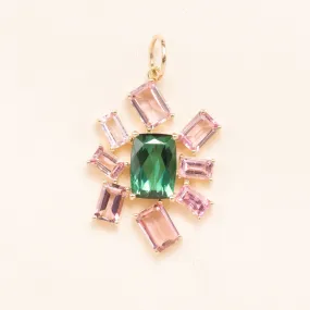 Pink and Green Tourmaline Gold Pendant