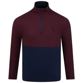 Polo Golf Stretch Jersey Quarter Zip Mid Layer Harvard Wine - AW23