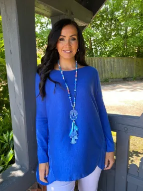 Royal Blue Fine Knitted Top Fifi