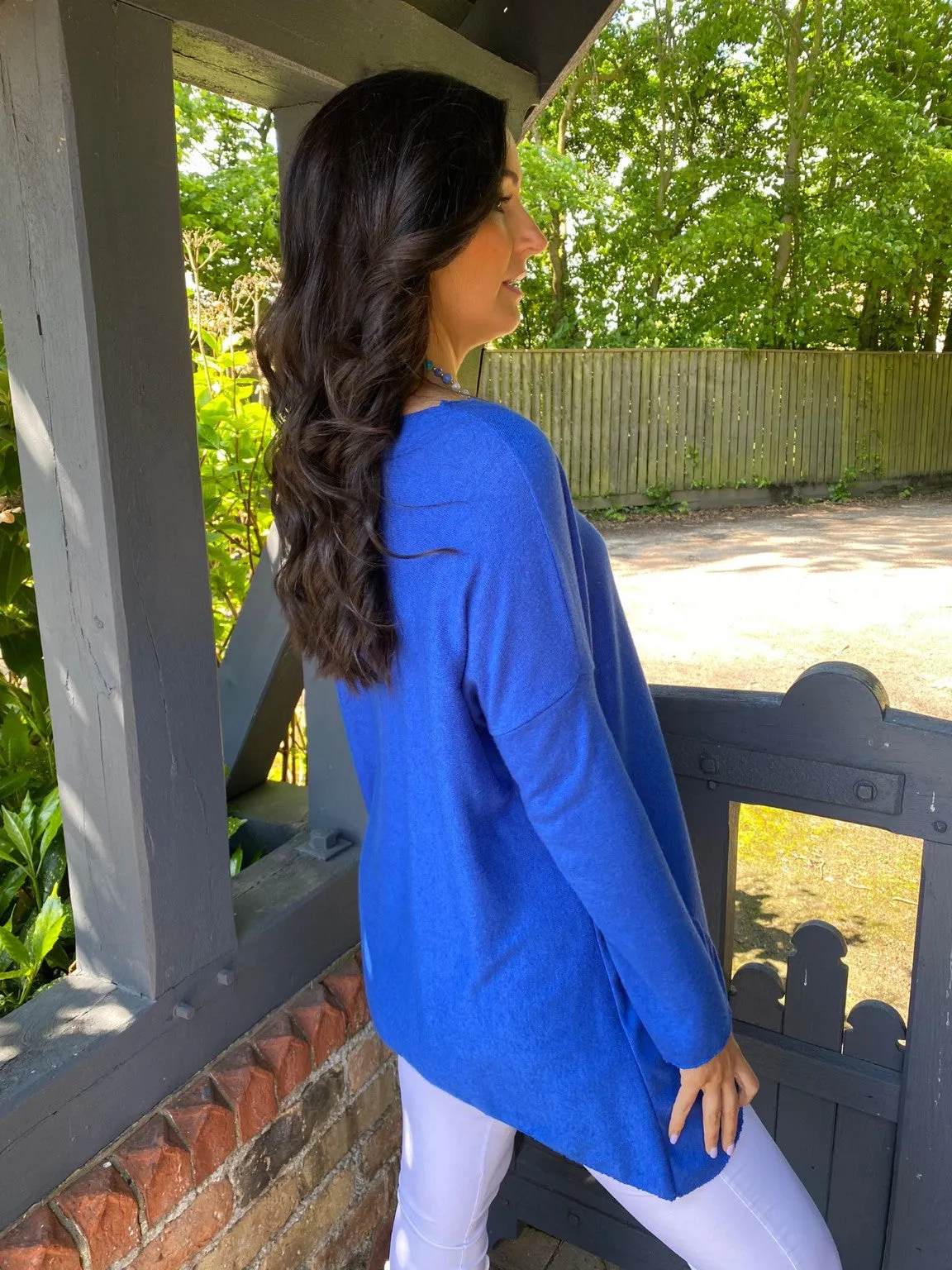 Royal Blue Fine Knitted Top Fifi