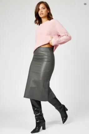 Silk & Salt Vegan Leather Luxury Skirt Grey