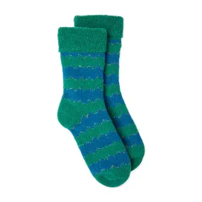 Slipper Socks Zigzag Green/Blue