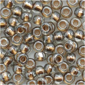 Toho Round Seed Beads 6/0 993 'Gold Lined Black Diamond' 8 Gram Tube